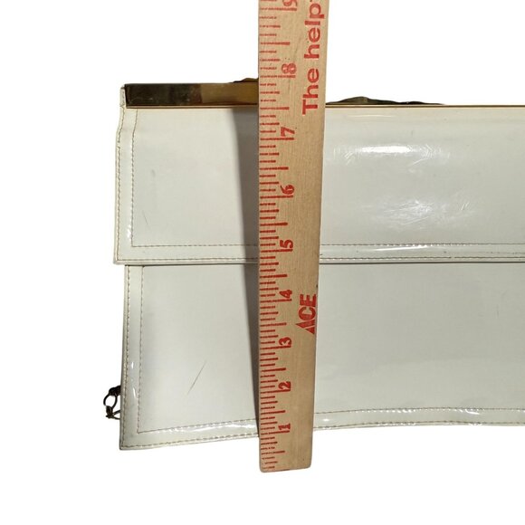 Vintage Patent Leather Structured Hand Shoulder Bag Womens Elegant Evening - Picture 3 of 6